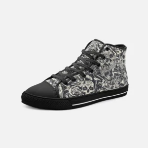 Silver Skull High Top Sneakers